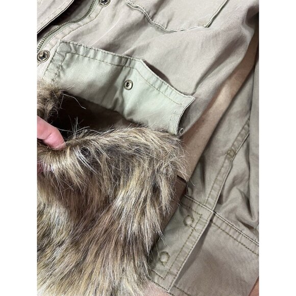 ANTHROPOLOGIE Faux Fur-Trimmed Field Parka Jacket Size XS Green Retail $188 - Picture 16 of 16